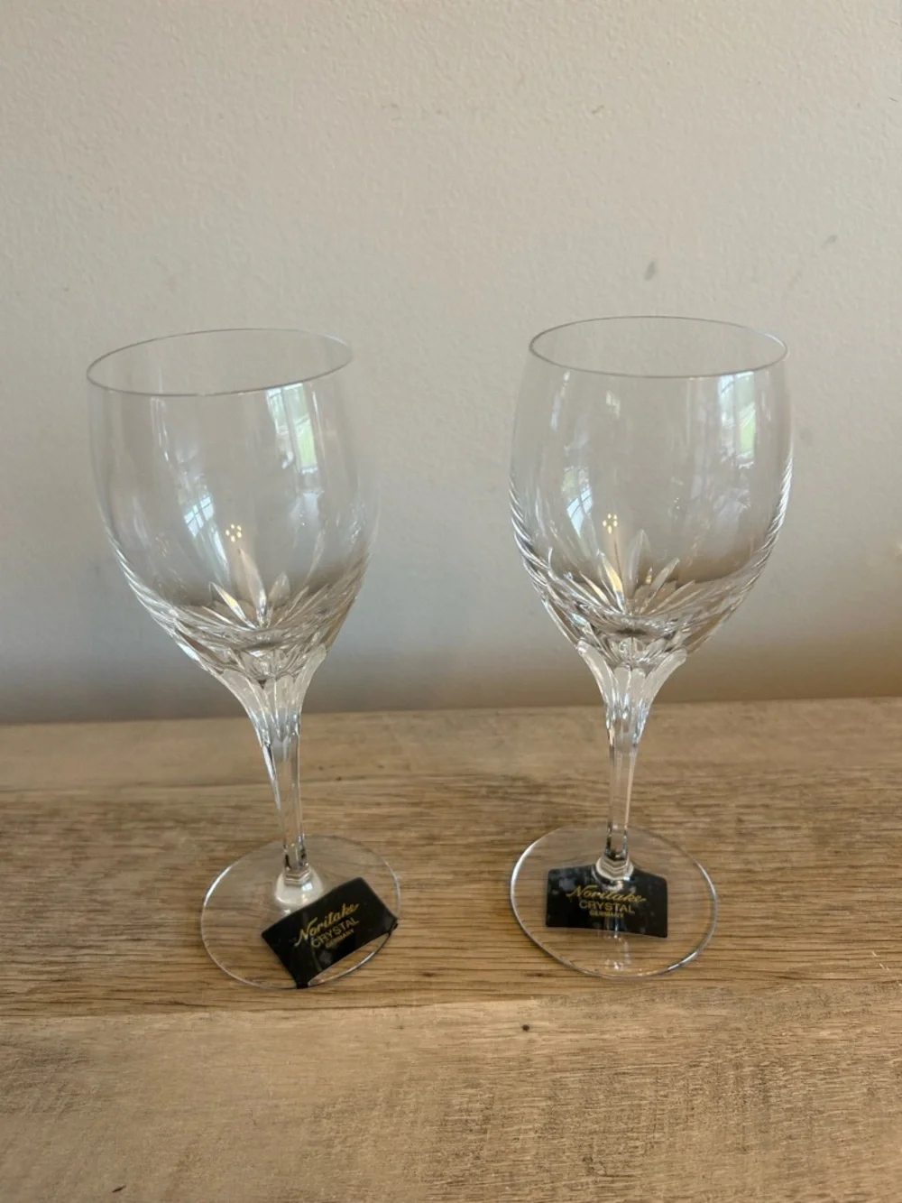 2 Vintage Noritake Cut Crystal Turning Point 8oz Wine Glasses Discontinued NEW‎